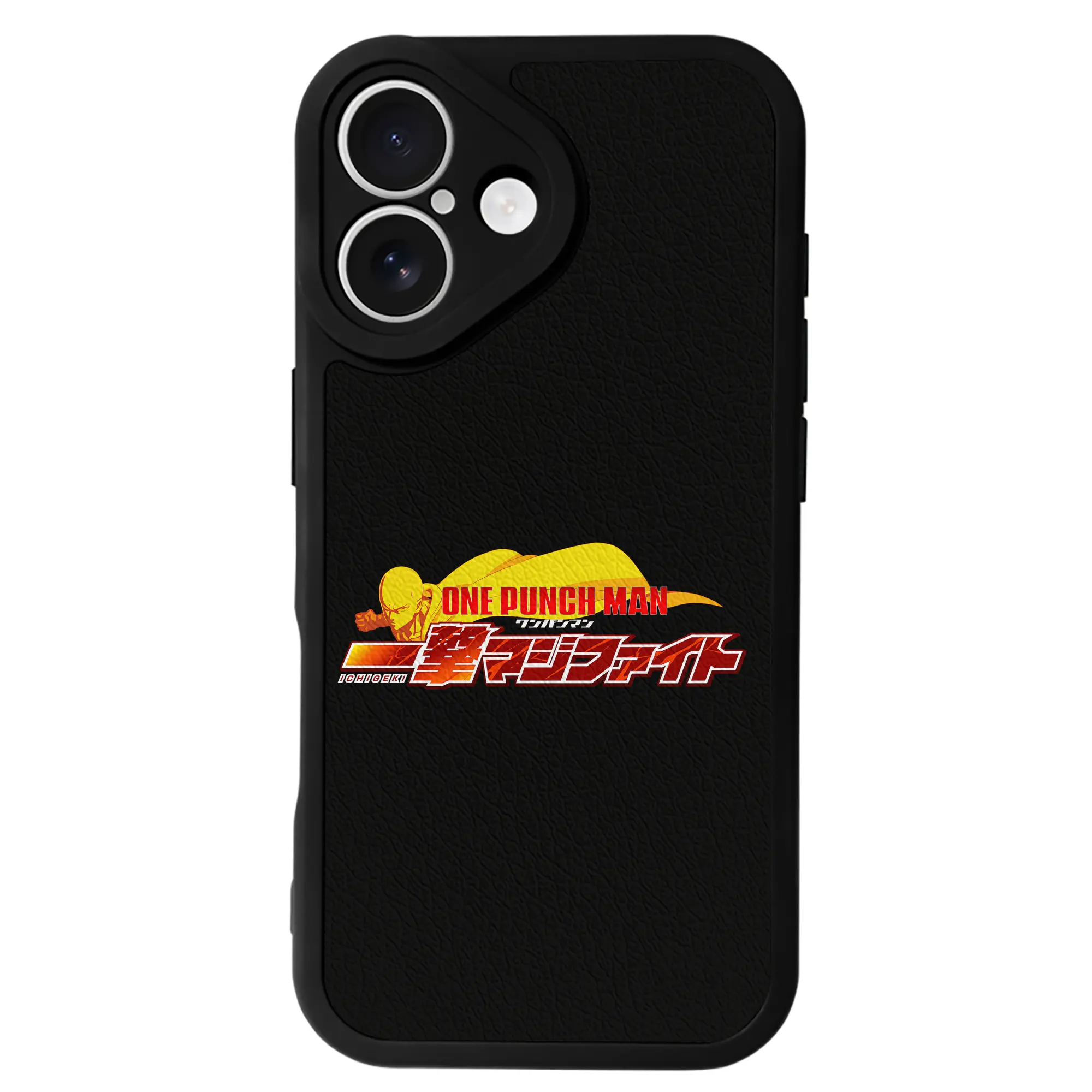 ワンパンマン グッズ サイタマ - IPhone 16シリーズ対応 ・ シリコンスマホケース ・ レザー調 ・ 高精度フィット ・ 耐衝撃 ・ ワイヤレス充電対応 ・ 精密カット